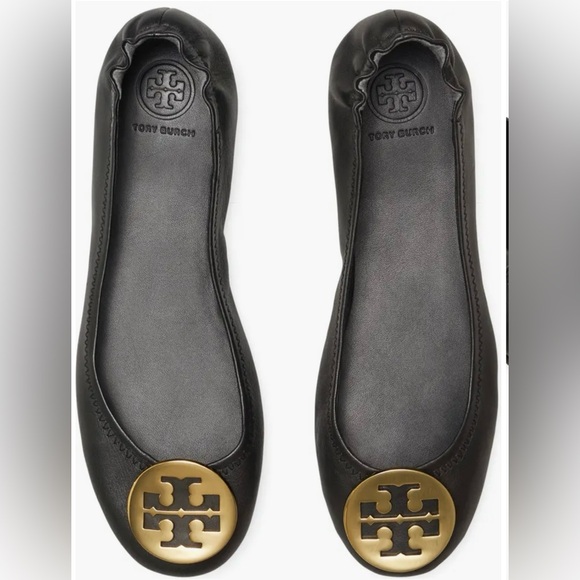 Tory Burch Women’s Leather Black Ballet Flats Sz 9 - Picture 2 of 9